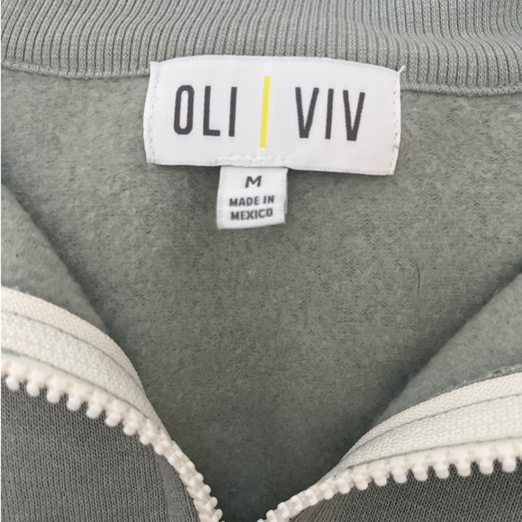 Oli Viv Cozy 1/4 Zip Long Sleeve Popover Sweatshirt Medium Olive Green Soft NEW - Picture 3 of 8
